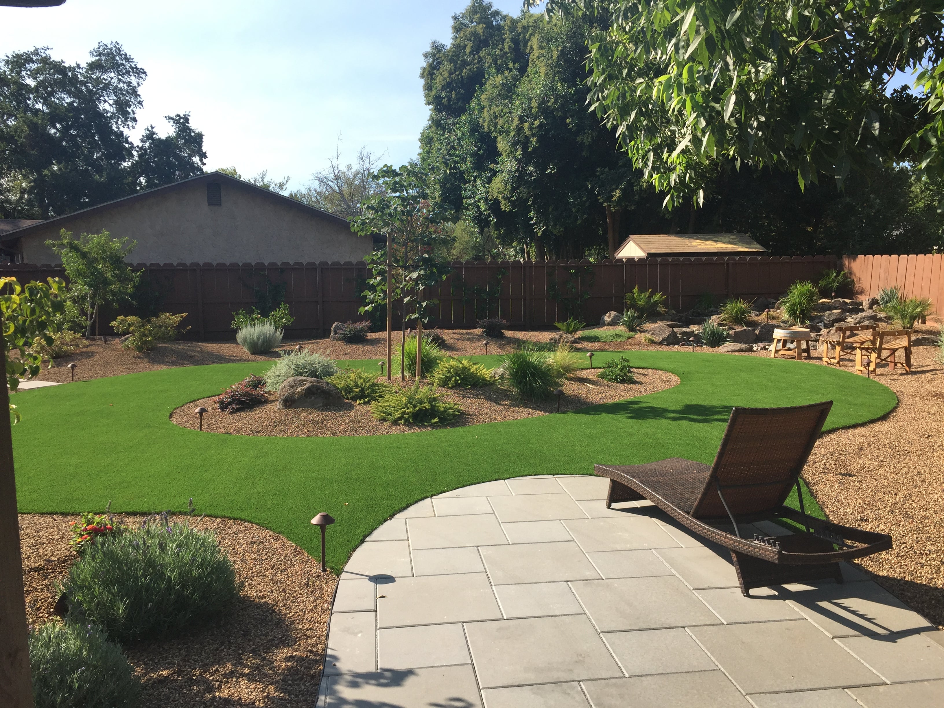 backyard lanscaped with artifical turf
